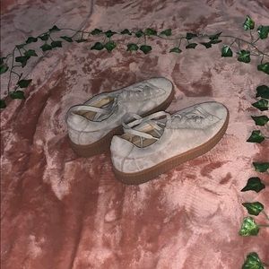 Nude suede platform sneakers